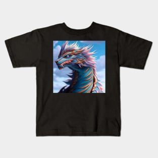 Ancient Blue, Orange, and Pink Dragon Kids T-Shirt